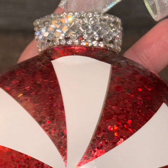 Peppermint Candy Glitter Handmade Christmas Tree Ornaments, Sparkling Crystals - Picture 15 of 16